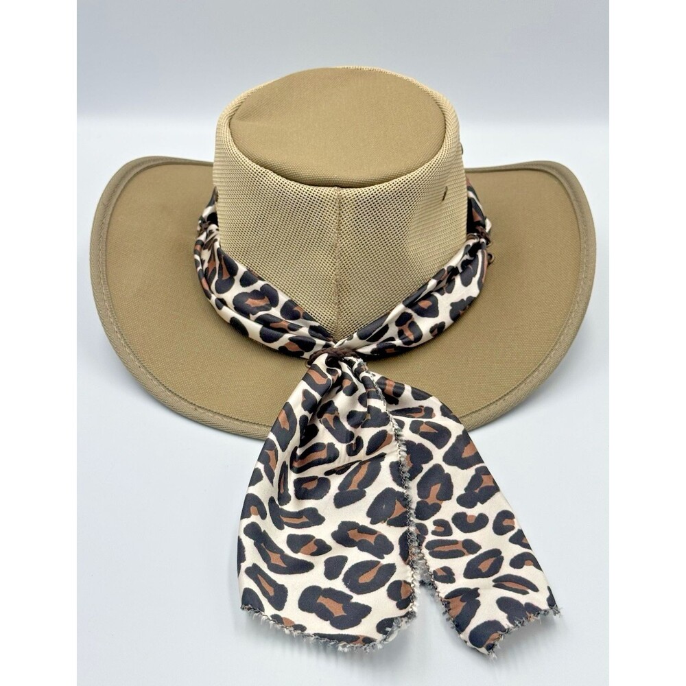 BARMAH Ladies 1047 Canvas Drover Airflow Hat Khaki Size Medium Leopard Band - Picture 4 of 6